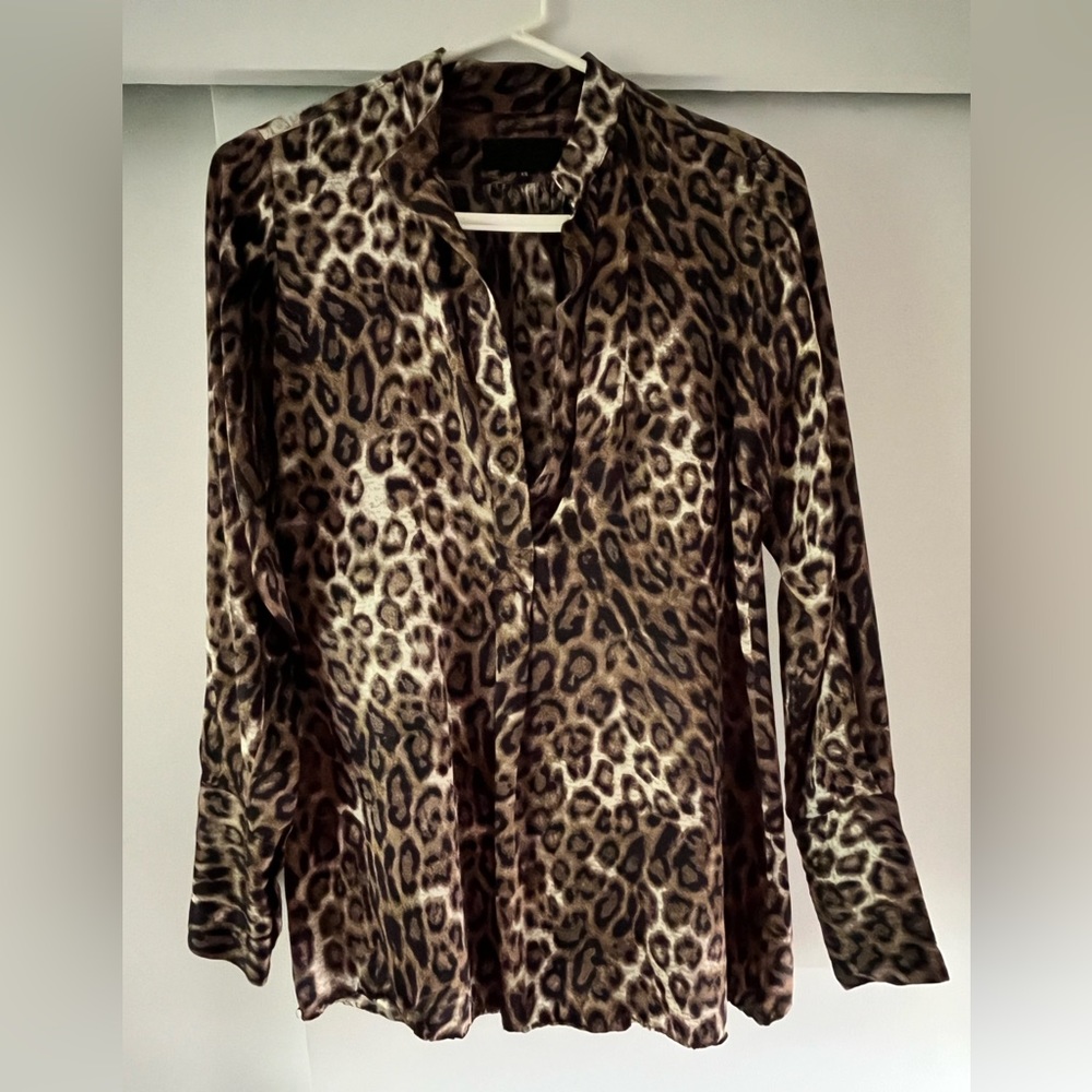 Nili Lotan leopard print silk shirt